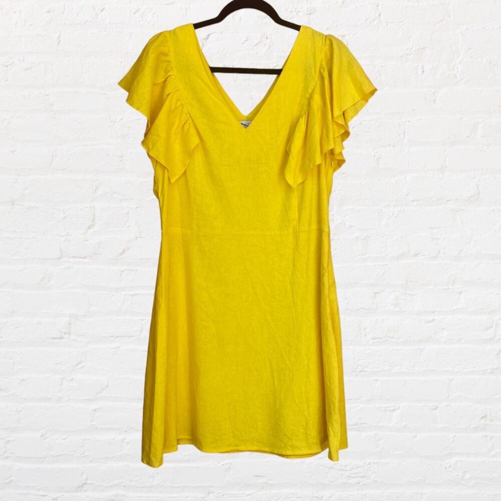 A New Day yellow linen blend mini dress size 2
